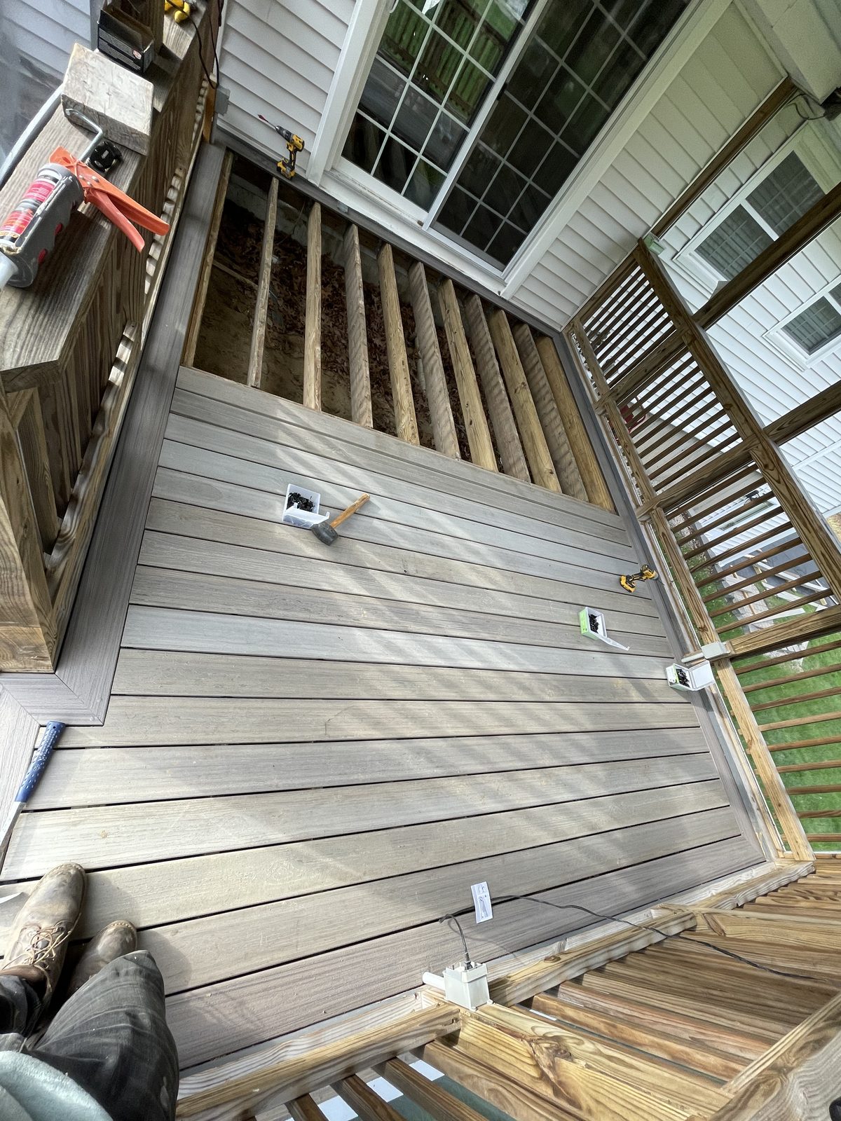 Deck framing being rebuilt with new joists