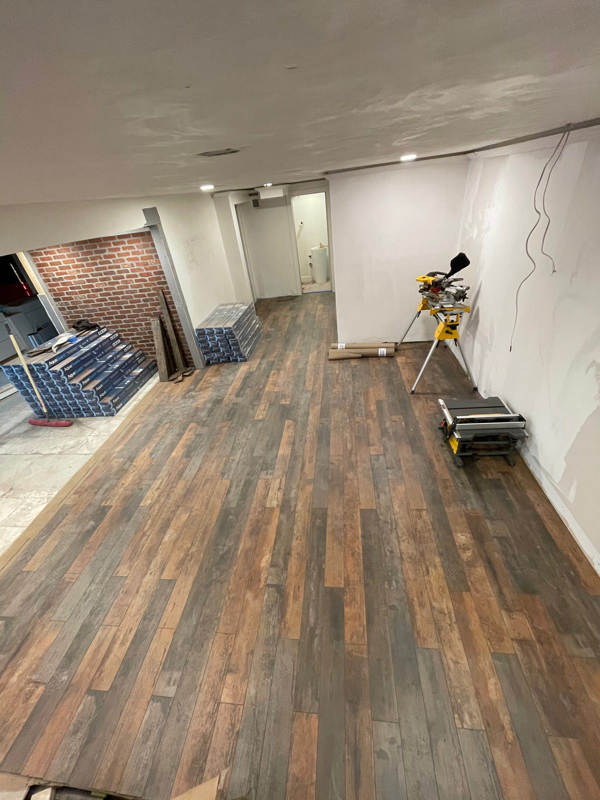 Wood-look flooring installed during an interior renovation