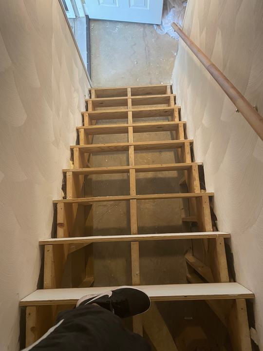 New stair framing during a permitted renovation